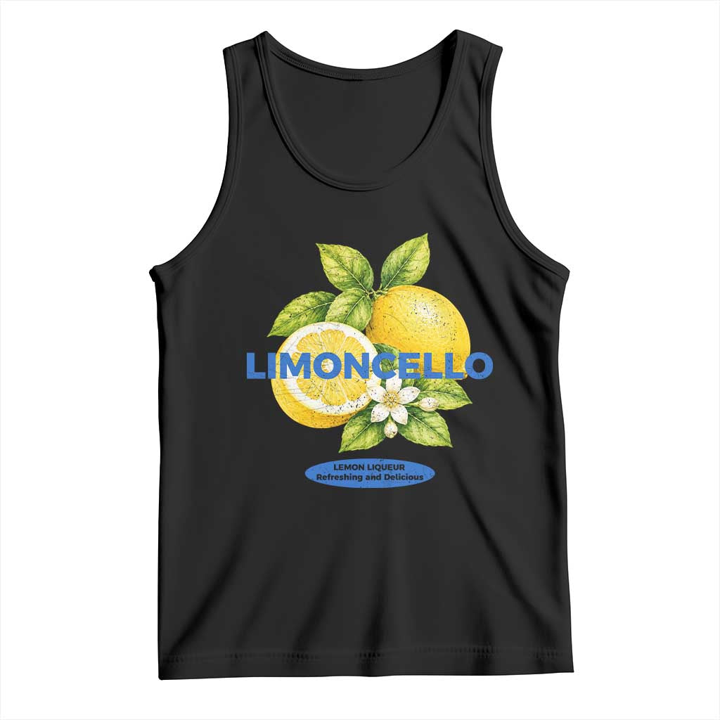 Vintage Limoncello Lemon Liqueur Tank Top Citrus Fruit Botanical Italian Summer Graphic TS10 Black Print Your Wear