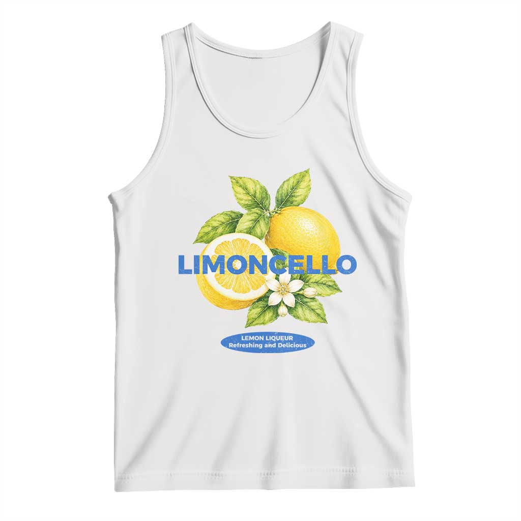 Vintage Limoncello Lemon Liqueur Tank Top Citrus Fruit Botanical Italian Summer Graphic TS10 White Print Your Wear