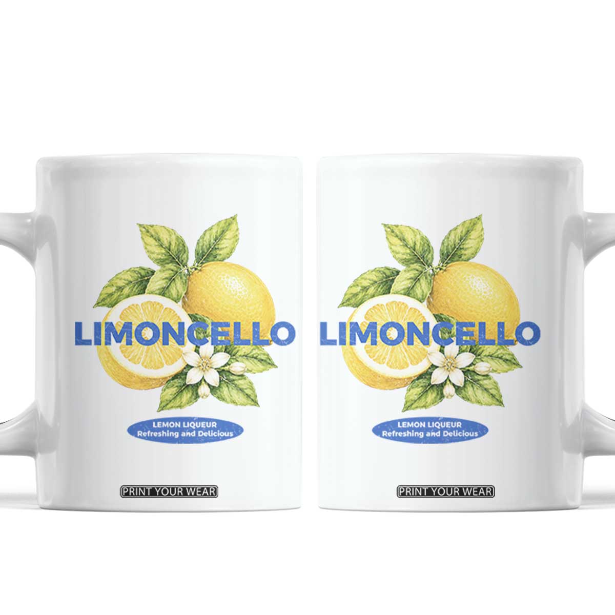 Vintage Limoncello Lemon Liqueur Coffee Mug Citrus Fruit Botanical Italian Summer Graphic TS10 White Print Your Wear