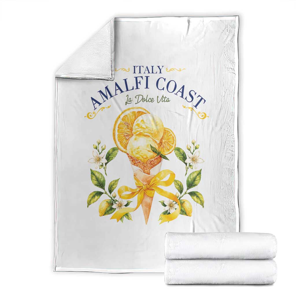 Amalfi Coast Limoncello Gelato Throw Blanket La Dolce Vita Italy Lemon Dessert Summer TS10 White Print Your Wear