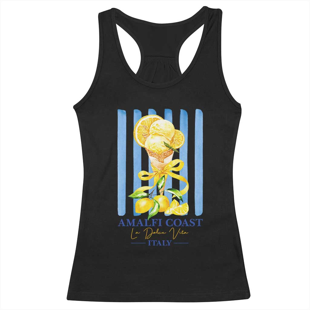 Amalfi Coast Italy Lemon Gelato Racerback Tank Top La Dolce Vita Citrus Summer Travel Vintage Coastal TS10 Black Print Your Wear
