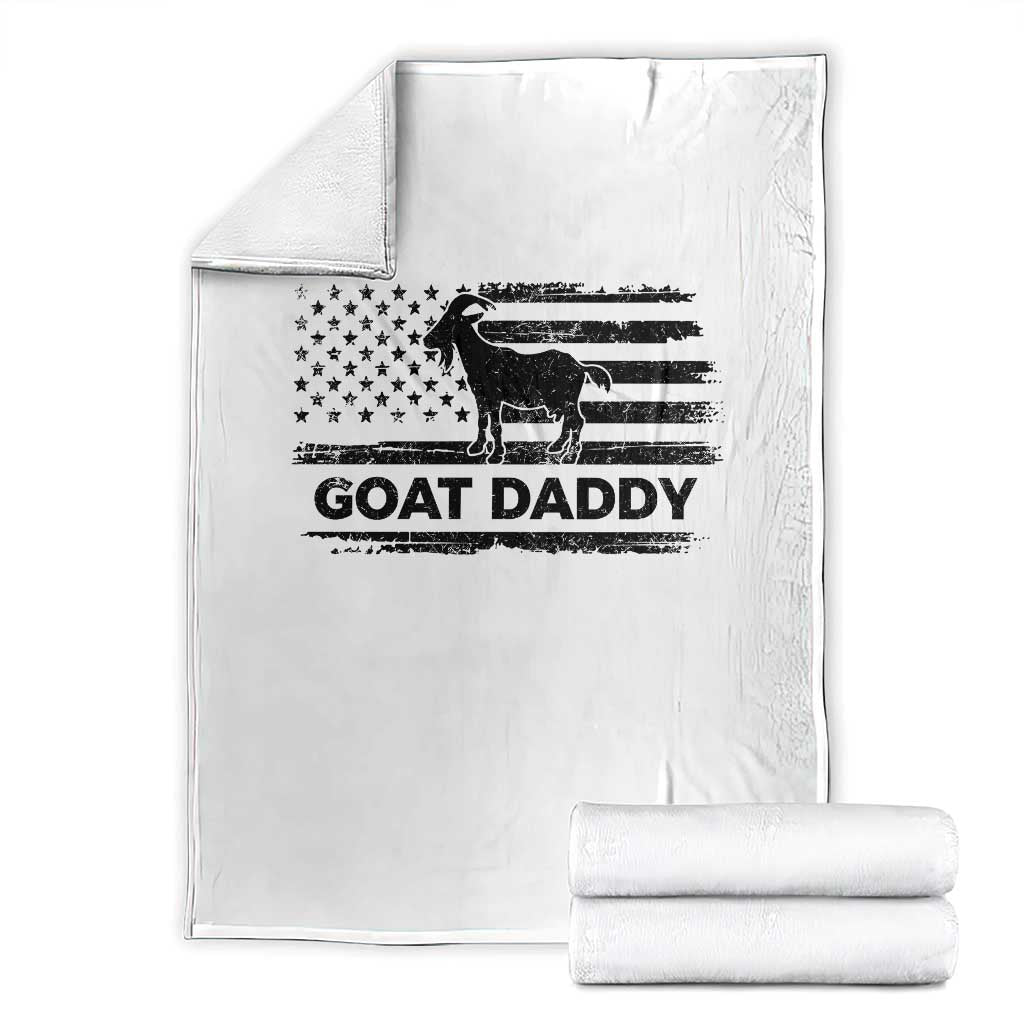 Goat Daddy Throw Blanket Funny Fathers Day Presents For Goat Dad US Flag TS10 White Print Your Wear