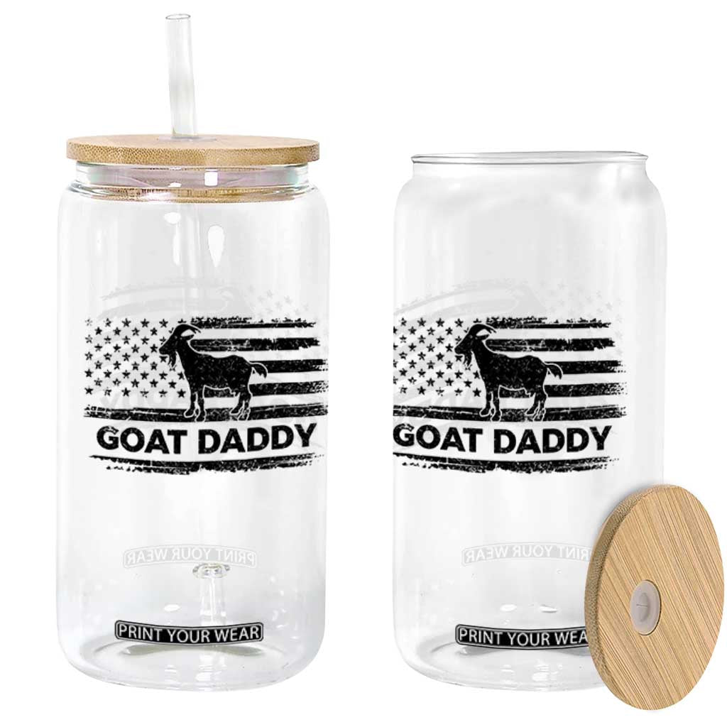 Goat Daddy Glass Can Funny Fathers Day Presents For Goat Dad US Flag TS10 Print Your Wear