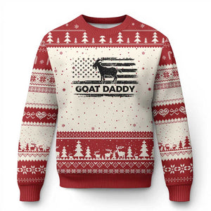 Goat Daddy Ugly Christmas Sweater Funny Fathers Day Presents For Goat Dad US Flag TS10 Beige Red Print Your Wear