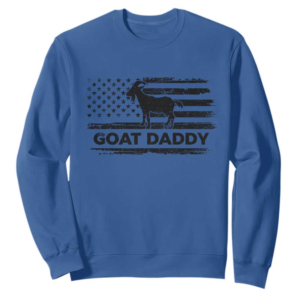 Goat Daddy Sweatshirt Funny Fathers Day Presents For Goat Dad US Flag TS10 Royal Blue Print Your Wear