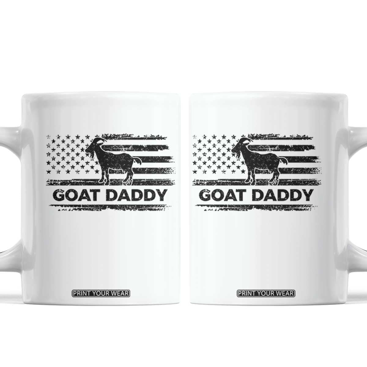 Goat Daddy Coffee Mug Funny Fathers Day Presents For Goat Dad US Flag TS10 White Print Your Wear