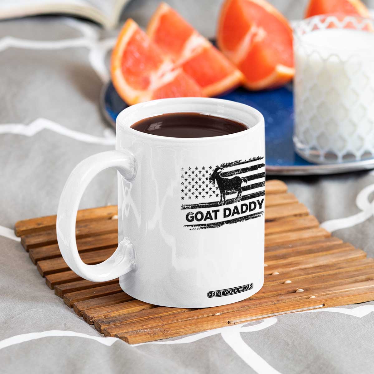 Goat Daddy Coffee Mug Funny Fathers Day Presents For Goat Dad US Flag TS10 Print Your Wear