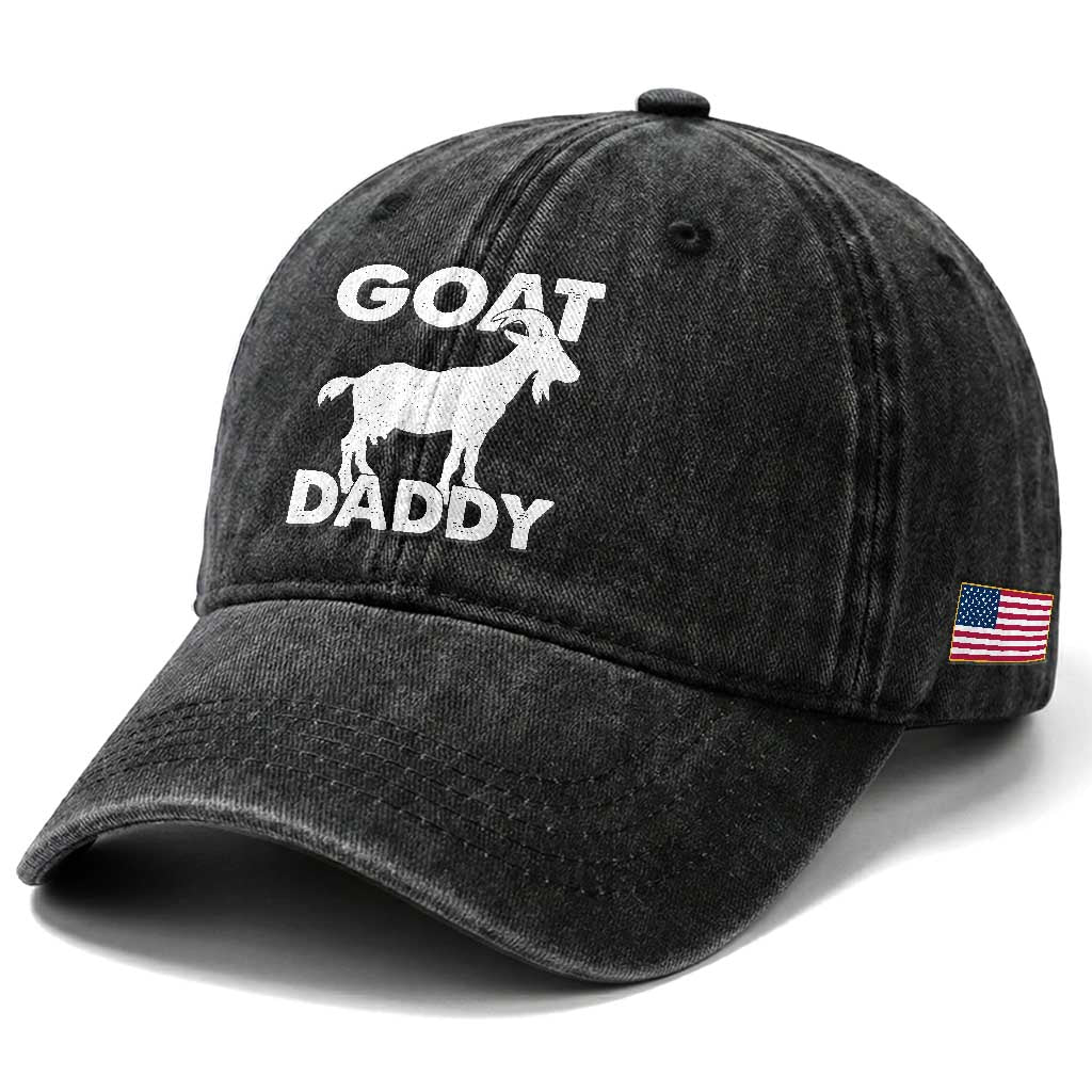 Goat Daddy Washed Cotton Baseball Cap Funny Fathers Day Presents For Goat Dad TS10 Print Your Wear