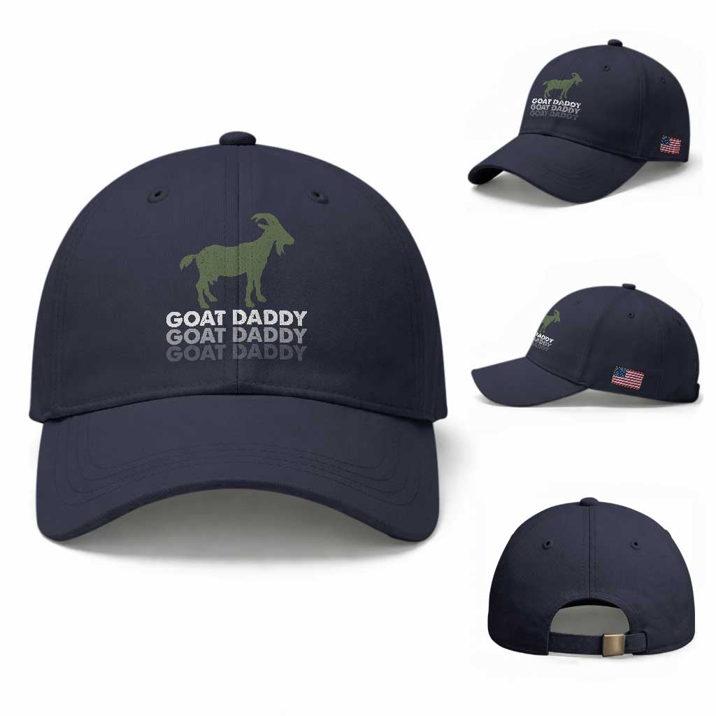 Funny Dad Baseball Cap Funny Goat Daddy Fathers Day Presents For Goat Lovers TS10 Baseball Cap Universal Fit Navy Print Your Wear