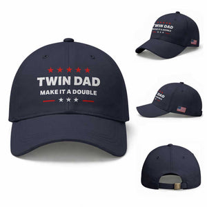 Retro Twin Dad Baseball Cap Make It A Double Fathers Day TS10 Baseball Cap Universal Fit Navy Print Your Wear