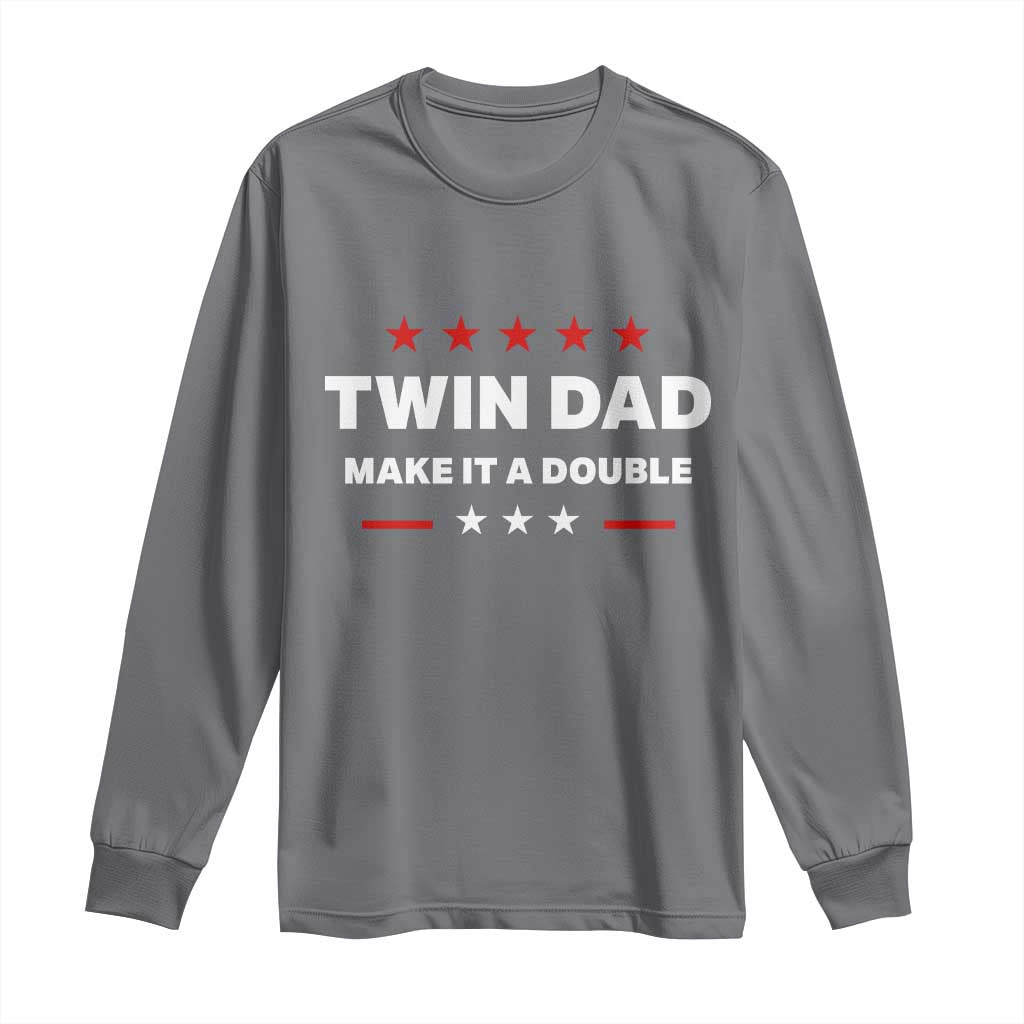 Retro Twin Dad Long Sleeve Shirt Make It A Double Fathers Day TS10 Charcoal Print Your Wear