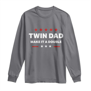 Retro Twin Dad Long Sleeve Shirt Make It A Double Fathers Day TS10 Charcoal Print Your Wear