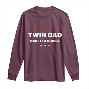Retro Twin Dad Long Sleeve Shirt Make It A Double Fathers Day TS10 Maroon Print Your Wear