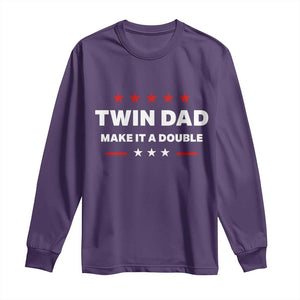 Retro Twin Dad Long Sleeve Shirt Make It A Double Fathers Day TS10 Purple Print Your Wear
