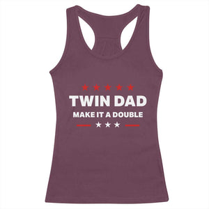 Retro Twin Dad Racerback Tank Top Make It A Double Fathers Day TS10 Maroon Print Your Wear