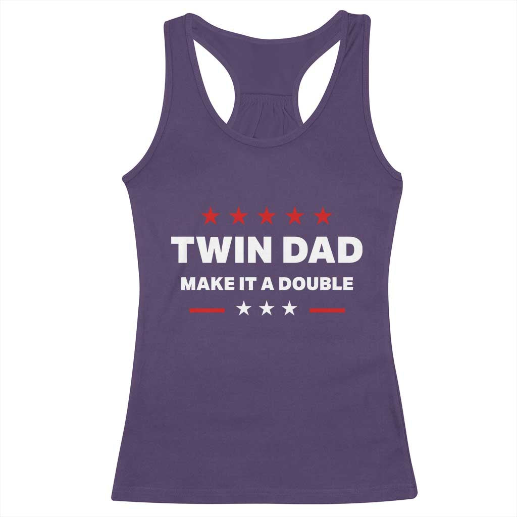 Retro Twin Dad Racerback Tank Top Make It A Double Fathers Day TS10 Purple Print Your Wear