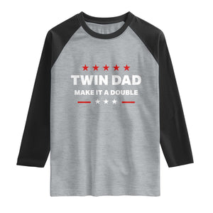 Retro Twin Dad Raglan Shirt Make It A Double Fathers Day TS10 Heather Gray Black Print Your Wear