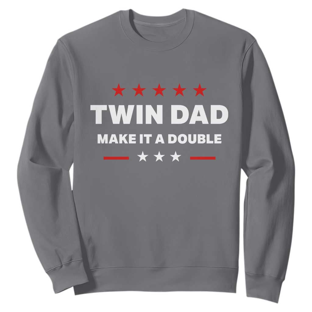 Retro Twin Dad Sweatshirt Make It A Double Fathers Day TS10 Charcoal Print Your Wear