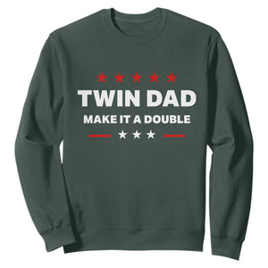 Retro Twin Dad Sweatshirt Make It A Double Fathers Day TS10 Dark Forest Green Print Your Wear