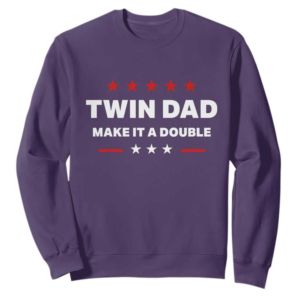 Retro Twin Dad Sweatshirt Make It A Double Fathers Day TS10 Purple Print Your Wear