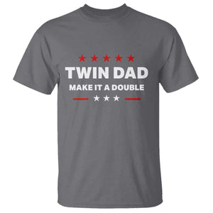 Retro Twin Dad T Shirt Make It A Double Fathers Day TS10 Charcoal Print Your Wear
