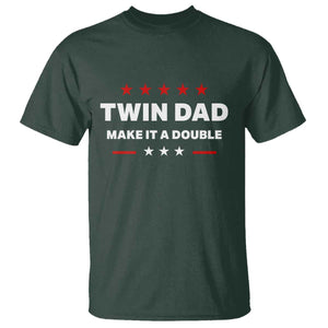 Retro Twin Dad T Shirt Make It A Double Fathers Day TS10 Dark Forest Green Print Your Wear