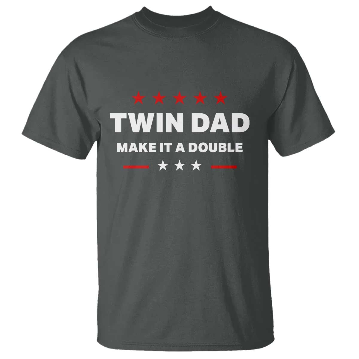 Retro Twin Dad T Shirt Make It A Double Fathers Day TS10 Dark Heather Print Your Wear