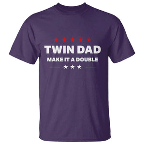 Retro Twin Dad T Shirt Make It A Double Fathers Day TS10 Purple Print Your Wear