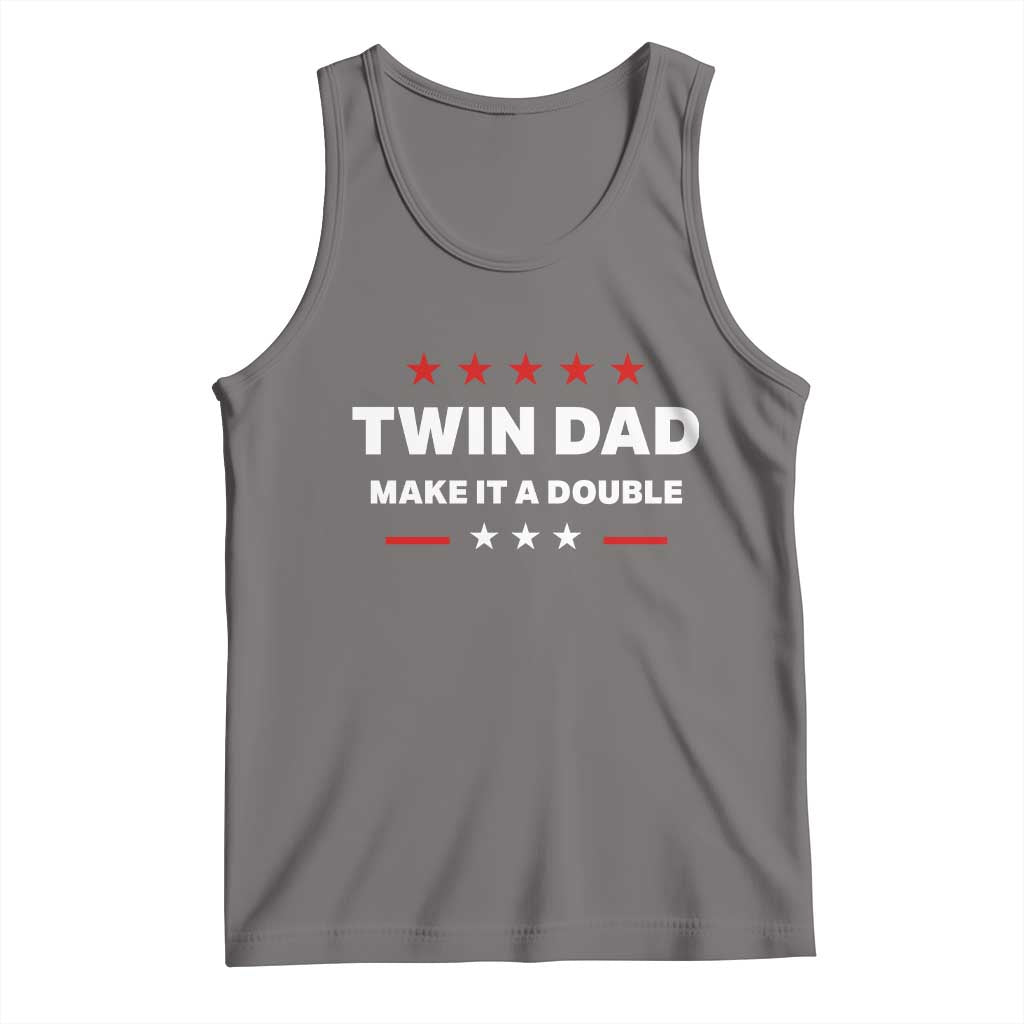 Retro Twin Dad Tank Top Make It A Double Fathers Day TS10 Deep Heather Print Your Wear
