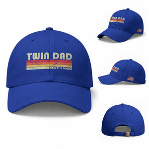 Retro Twin Dad Baseball Cap Make It A Double Vintage Cool 70s 80s Style Sunset TS10 Baseball Cap Universal Fit Royal Blue Print Your Wear