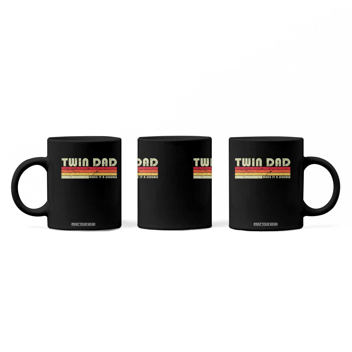Retro Twin Dad Coffee Mug Make It A Double Vintage Cool 70s 80s Style Sunset TS10 Print Your Wear