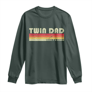 Retro Twin Dad Long Sleeve Shirt Make It A Double Vintage Cool 70s 80s Style Sunset TS10 Dark Forest Green Print Your Wear
