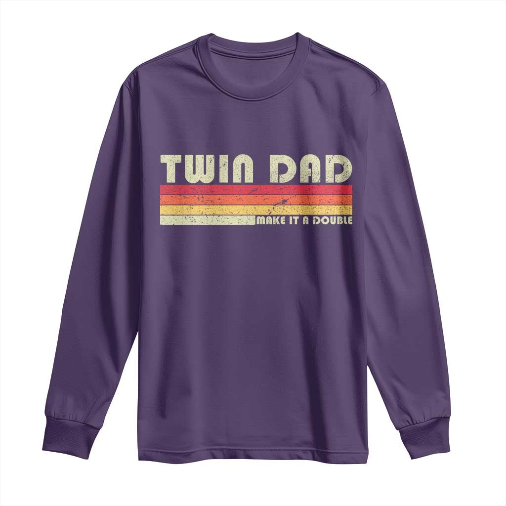 Retro Twin Dad Long Sleeve Shirt Make It A Double Vintage Cool 70s 80s Style Sunset TS10 Purple Print Your Wear