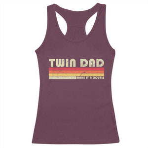 Retro Twin Dad Racerback Tank Top Make It A Double Vintage Cool 70s 80s Style Sunset TS10 Maroon Print Your Wear