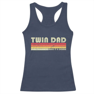 Retro Twin Dad Racerback Tank Top Make It A Double Vintage Cool 70s 80s Style Sunset TS10 Navy Print Your Wear