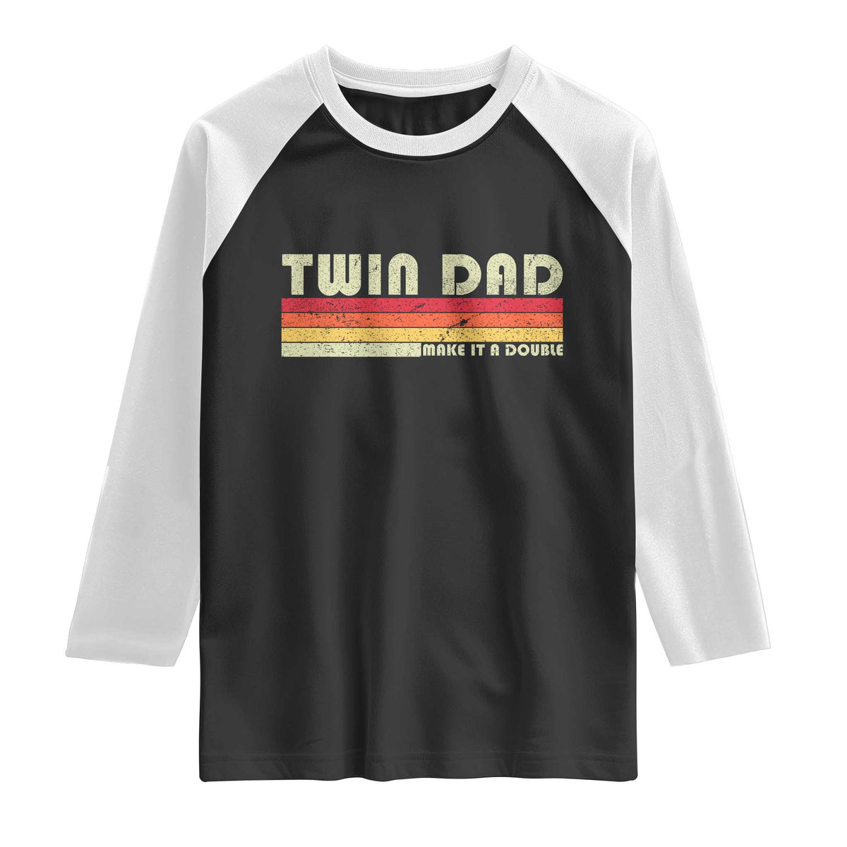 Retro Twin Dad Raglan Shirt Make It A Double Vintage Cool 70s 80s Style Sunset TS10 Black White Print Your Wear