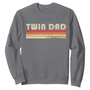 Retro Twin Dad Sweatshirt Make It A Double Vintage Cool 70s 80s Style Sunset TS10 Charcoal Print Your Wear