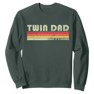 Retro Twin Dad Sweatshirt Make It A Double Vintage Cool 70s 80s Style Sunset TS10 Dark Forest Green Print Your Wear