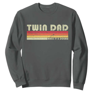 Retro Twin Dad Sweatshirt Make It A Double Vintage Cool 70s 80s Style Sunset TS10 Dark Heather Print Your Wear