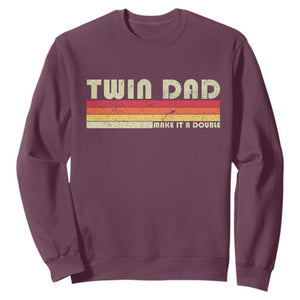 Retro Twin Dad Sweatshirt Make It A Double Vintage Cool 70s 80s Style Sunset TS10 Maroon Print Your Wear