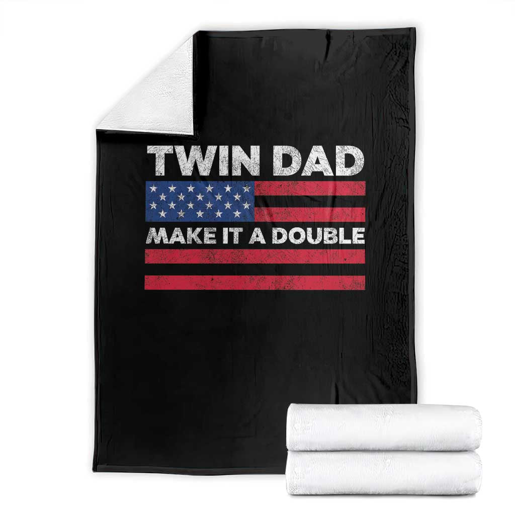 Retro Twin Dad Throw Blanket Make It A Double US Flag Fathers Day TS10 Black Print Your Wear