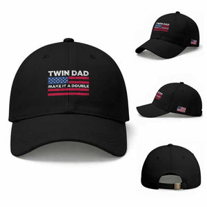 Retro Twin Dad Baseball Cap Make It A Double US Flag Fathers Day TS10 Baseball Cap Universal Fit Black Print Your Wear