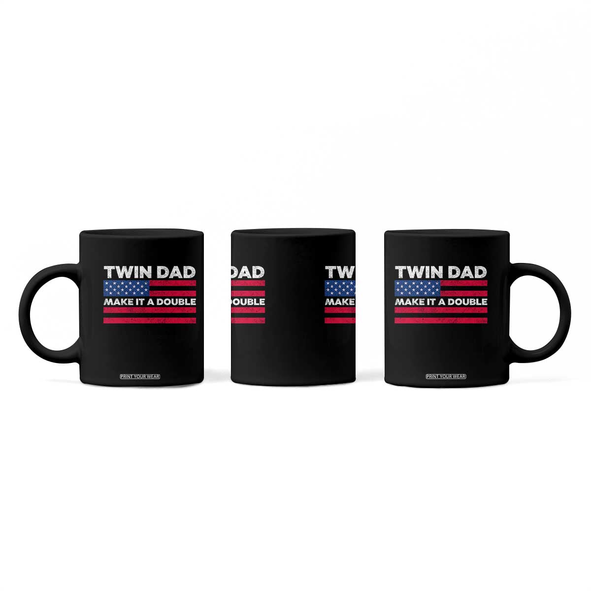 Retro Twin Dad Coffee Mug Make It A Double US Flag Fathers Day TS10 Print Your Wear
