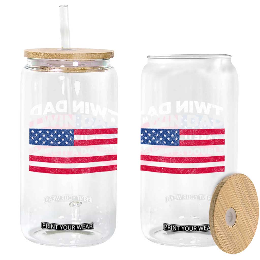 Retro Twin Dad Glass Can Make It A Double US Flag Fathers Day TS10 Print Your Wear