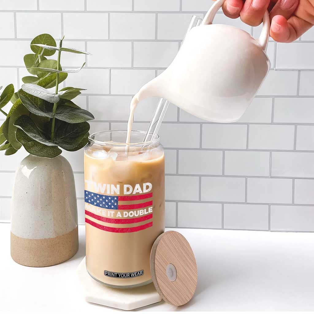 Retro Twin Dad Glass Can Make It A Double US Flag Fathers Day TS10 Print Your Wear