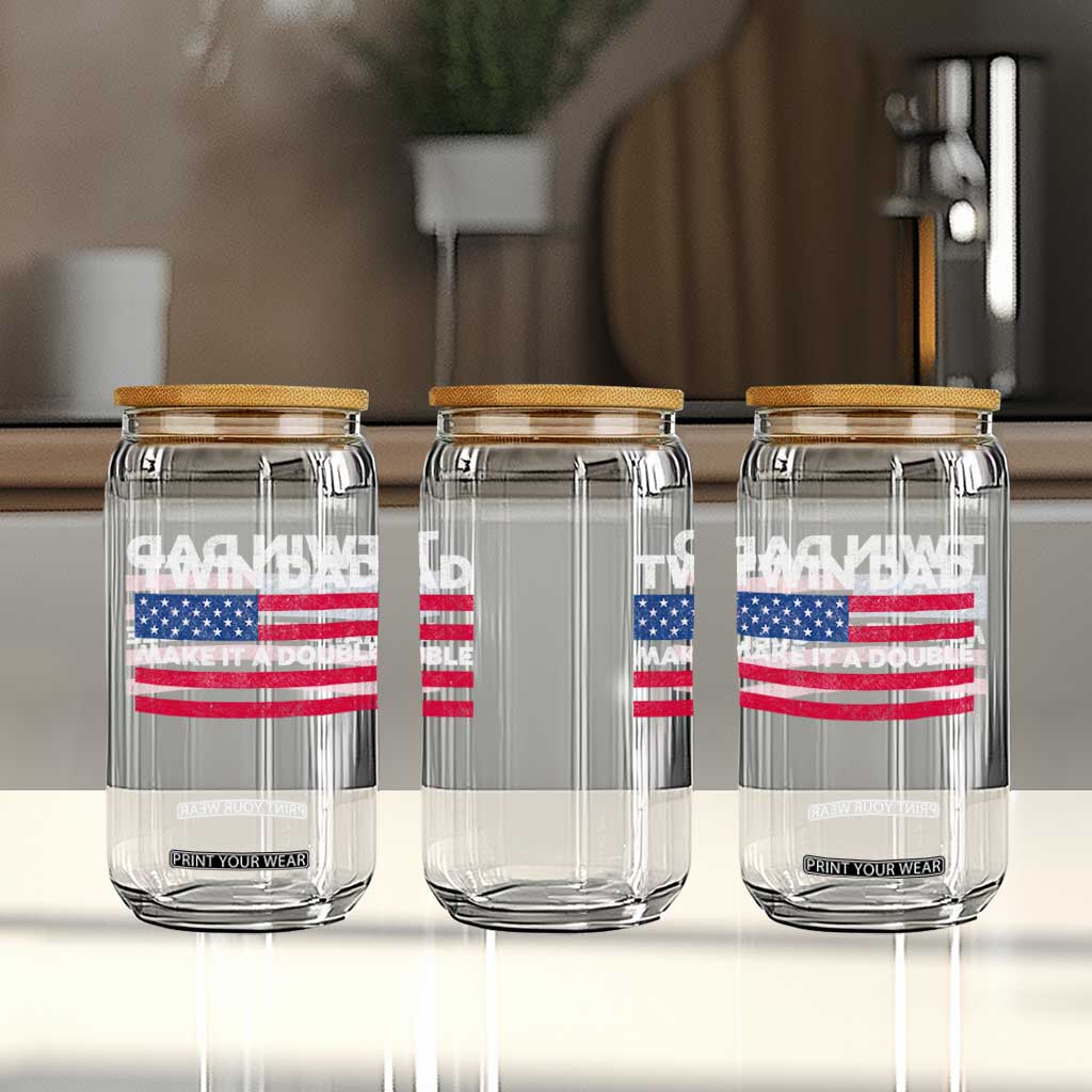 Retro Twin Dad Glass Can Make It A Double US Flag Fathers Day TS10 Print Your Wear