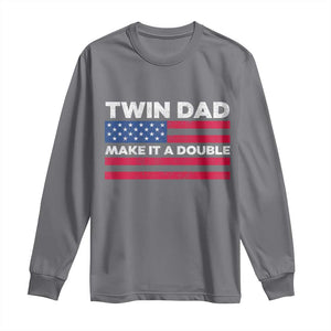 Retro Twin Dad Long Sleeve Shirt Make It A Double US Flag Fathers Day TS10 Charcoal Print Your Wear