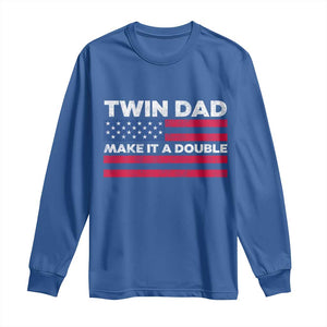 Retro Twin Dad Long Sleeve Shirt Make It A Double US Flag Fathers Day TS10 Royal Blue Print Your Wear