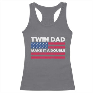 Retro Twin Dad Racerback Tank Top Make It A Double US Flag Fathers Day TS10 Charcoal Print Your Wear