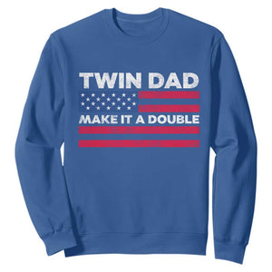 Retro Twin Dad Sweatshirt Make It A Double US Flag Fathers Day TS10 Royal Blue Print Your Wear